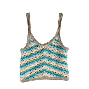 Full Tilt Womens S Crochet Tank Top Multi Color Chevron Stripe Boho Festival New